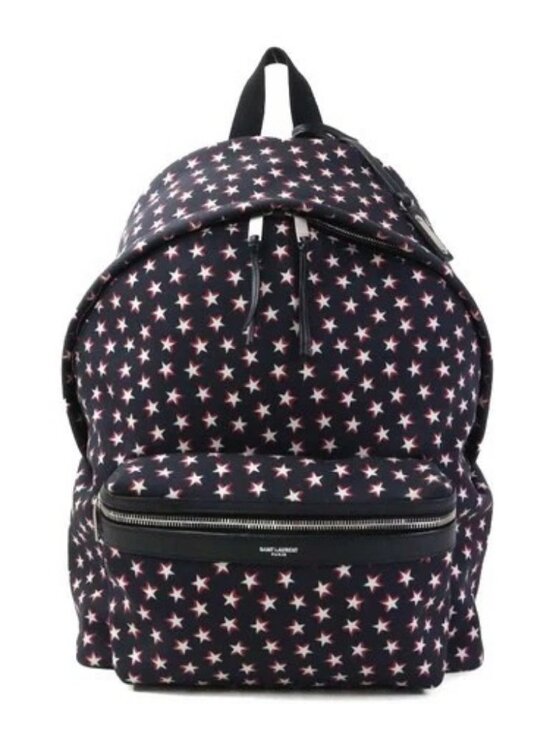 Auth SAINT LAURENT Backpack Black/White/Red Canvas/Silvertone - h31472g main image 15